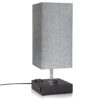 Modern Grey Table Lamp with Dimmable Light, USB Ports, and Outlet