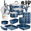 NutriChef 20-Piece Nonstick Kitchen Cookware Bakeware Set - Blue/Navy
