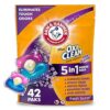 ARM & HAMMER Plus OxiClean with Odor Blasters Concentrated Laundry Detergent, 5-in-1 Laundry Stain Remover, Fresh Burst Detergent Power Paks, 42 Count Bag