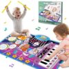 1 Year Old Boy Birthday Gift, 2 in 1 Baby Musical Toys - Toddler Piano Mat with Keyboard & Drum