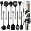 Silicone Kitchen Utensils Set: Nonstick Cookware Tools with Holder