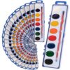 24 Pack-Color Watercolor Paint Set with Brushes - Ideal for Preschool, Art School or Kids Parties