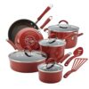 Rachael Ray Cucina 12 Piece Nonstick Cookware Set, Cranberry Red