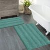 Zebrux Teal Bathroom Rugs - Extra Soft and Absorbent Bath Mats - Striped Bath Rugs Set