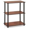 Furinno 3-Tier Compact Shelf Display Rack, Dark Cherry