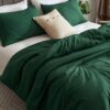 Emerald Green Queen Comforter Set - 3pcs Bedding Set (1 Comforter & 2 Pillowcases)