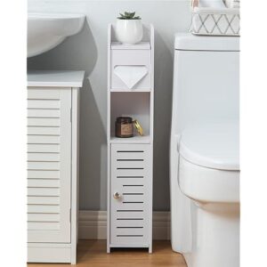 AOJEZOR Toilet Paper Holder Stand: Small Bathroom Storage Cabinet- White