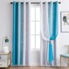 Unistar Ombre Blackout Curtains - Double Layer Cut Out Star Window Curtains, Sky Blue, 2 Panels