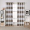 Surfside Cabana Stripe Cotton-Rich Light Filtering Curtain Panel Pair, 54"x84", Taupe, 2 Piece