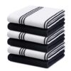 Homaxy Dish Cloths, 12 x 12 Inches, Stripes Design, Premium Cotton Waffle Weave, Super Soft & Absorbent, 6 Pack, White & Black
