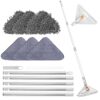 Wall Mop with Long Handle: Triangle Shaped, 360° Roating, Microfiber Dust Cleaner Mop with Extension Pole, 6 Replacement Pads and Window Squeegee