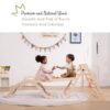 Foldable Giant Bean Pikler Triangle Set with Sliding Ramp & Climbing Arch Ramp - 5-in-1 Wooden Toddler Climbing Toys - Indoor Playground Jungle Gym for Kids Age 3-6 - Montessori Climbing Set