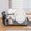 micoe Dish Drying Rack, Aluminum Dish Dryer Rack with Drainboard, Large Dish Drainers with Cup Rack and Utensil Holder