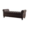 Keiko Contemporary Storage Ottoman Bench, Brown and Dark, 19.75" D x 50" W x 20.5" H