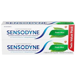 Sensodyne Fresh Mint Sensitive Toothpaste, ADA Accepted Toothpaste for Cavity Prevention and Sensitive Teeth Treatment - 4 Ounces (Pack of 2)