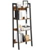 VASAGLE 4-Tier Bookshelf, Rustic Brown and Black