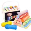 Jumbo Sidewalk Chalk Set for Kids - 24 Colors, Washable, Outdoor Bulk with Holder - Toddler Party Favors, Arts Crafts School Supplies - Boy Girl Birthday Gifts