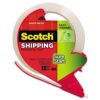 Scotch Sure Start Shipping Packaging Tape - 1.88" x 38.2 yd - Designed for Packing, Shipping, and Mailing - Quiet Unwind - No Splitting or Tearing - Clear - 1 Dispensered Roll
