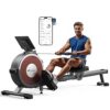 MERACH Rowing Machine, Magnetic Rower Machine for Home, 16 Levels of Quiet Resistance, Dual Slide Rail with Max 350lb Weight Capacity, App Compatible
