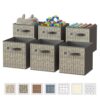 6 Pack Wisdom Star Fabric Storage Cubes with Handle - 13x13 Inch Large Foldable Cube Storage Bins for Shelves, Closet Organization