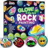 Rock Painting Kit for Kids - Glow in The Dark, 43 Pieces Arts and Crafts Set with 18 Paints - Ages 6-12
