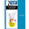 5 Star Small Spiral Notebook, 2 Subject, College Ruled, 9-1/2" x 6", 100 Sheets, Teal Blue