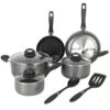Oster 10 Piece Aluminum Cookware Set with Tools - Black