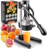 Zulay Kitchen Cast-Iron Orange Juice Squeezer - Heavy-Duty Citrus Juicer (Black)