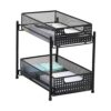 Mind Reader Cabinet, Mesh Storage Baskets Organizer, Black 2 Tier Heavy Duty