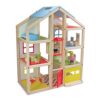 Melissa & Doug Wooden Dollhouse with Furniture, Garage, and Elevator