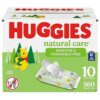 Huggies Natural Care Sensitive Baby Wipes, Unscented, Hypoallergenic, 99% Purified Water, 10 Packs (560 Wipes)