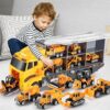 TEMI Toddler Toys Car Carrier Vehicle Toy Set with Play Mat for 3-6 Year Old Boys