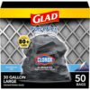 Glad Large Trash Bags, ForceFlex with Clorox, 30 Gal, Mountain Air, 50 Ct (Package May Vary)