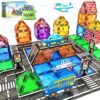 IGIVI Magnetic Tiles Road Set with Car Toys