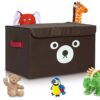 Bear Toy Storage Box - 16x12x10 Toy Chest Organizer - Collapsible, Handles, Flip-Top Lids - Fabric Foldable Bin for Playroom, Nursery Room Organization