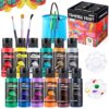 Kids Washable Tempera Paint Set with Brushes and Palette