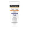 Neutrogena Clear Face Sunscreen Lotion for Acne-Prone Skin, Broad Spectrum SPF 50 Facial Sunscreen for Oily Skin, Oil-, Fragrance- & Oxybenzone-Free Water Resistant Sunscreen, 3 fl. oz