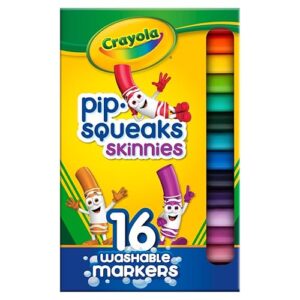 Crayola Pip Squeaks Skinnies Washable Marker Set (16ct), Mini Markers for Toddlers, Thin Coloring Markers for Kids, Toddler Easter Basket Essentials