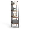 VASAGLE 4-Tier Narrow Bookshelf, Rustic Brown and Black