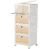 Plastic Storage Bins and Boxes Organizer - 4 Tier, Stackable with Lids - Bedroom, Living Room, Kitchen, Office - Foldable