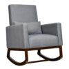 Giantex Upholstered Rocking Chair with Waist Pillow, Gray