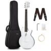 Enya Nova Go Carbon Fiber Acoustic Guitar 1/2 Size Beginner Adult Travel Guitar Bundle Kit (White)