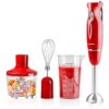 OVENTE Electric Hand Blender 300 Watt with Stainless Steel Blades, Red