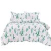 Eucalyptus Leaves Print Duvet Cover Set - King Size, 3 Piece Green Botanical Microfiber
