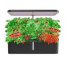 Hydroponics Herb Garden Kit - 18 Pods Indoor Growing System with LED Grow Light and Pump System, Adjustable Height Up to 17.7", Black