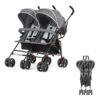 Volgo Twin Umbrella Stroller - Gray, Lightweight Double Stroller for Infant & Toddler, Compact Fold, Large Storage & Canopy