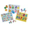 Melissa & Doug Disney Wooden Peg Puzzles Set - Letters, Numbers, Shapes, Colors - Toddler and Kids Ages 3+