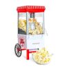 Nostalgia Vintage Hot-Air Popcorn Maker Machine - Makes Up to 12 Cups - Oil-Free - Healthier Popcorn - Classic Stand-Up Cart With Wheels - Includes Kernel Measuring Cup - White & Red
