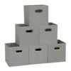 Foldable Fabric Storage Bins - Set of 6 Cubby Cubes with Handles - Gray