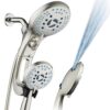 AquaCare High Pressure Handheld/Rain 50-mode 3-way Shower Head Combo - Adjustable Arm, Anti-clog Nozzles, Stainless Steel Hose, Nickel Finish
